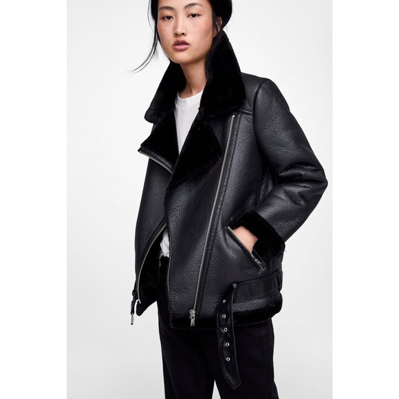 contrasting biker jacket zara